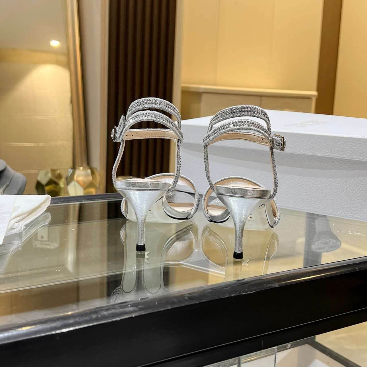 Dior Dway Crystal Embellished Silver Heels - Image 2