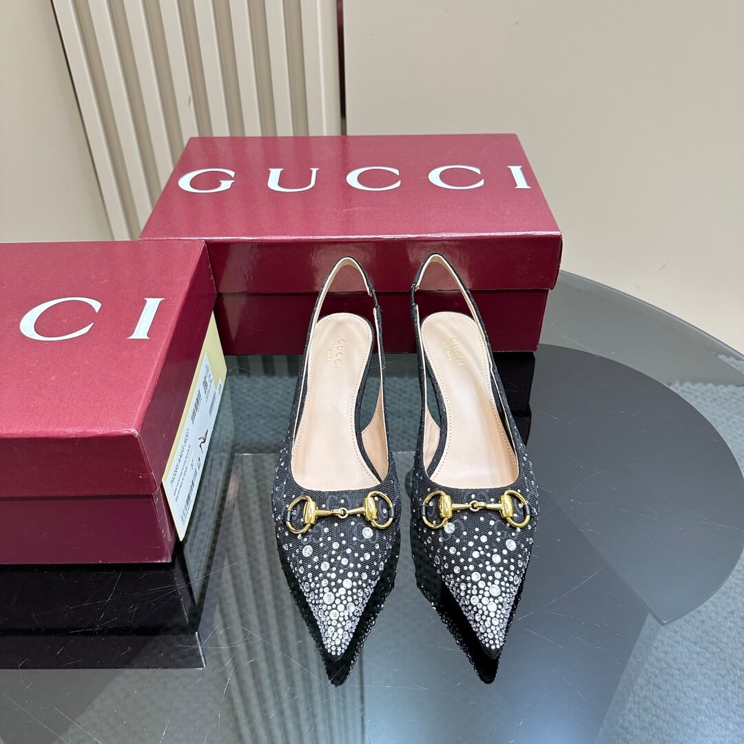 Gucci GG Crystal-Embellished Slingback Kitten Heels - Image 2