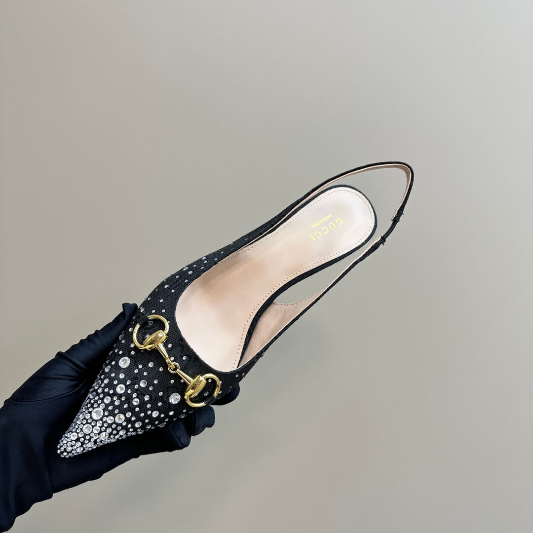 Gucci GG Crystal-Embellished Slingback Kitten Heels - Image 7
