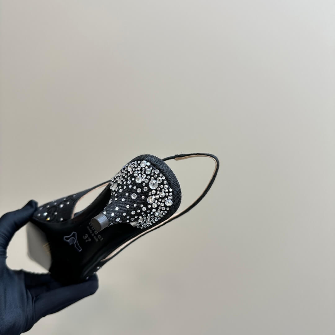 Gucci GG Crystal-Embellished Slingback Kitten Heels - Image 8