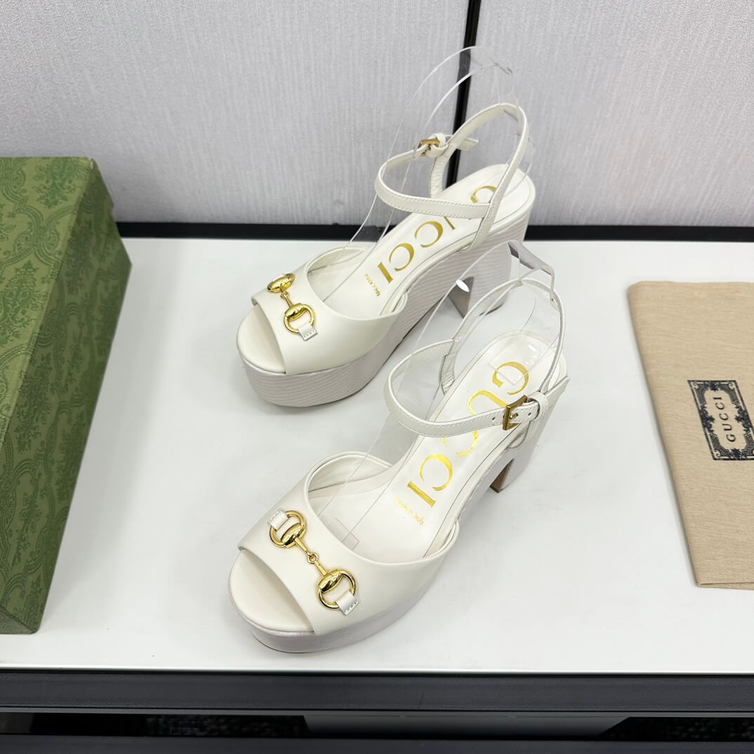 Gucci Women's Square Toe Platform Sandals in White - Image 5