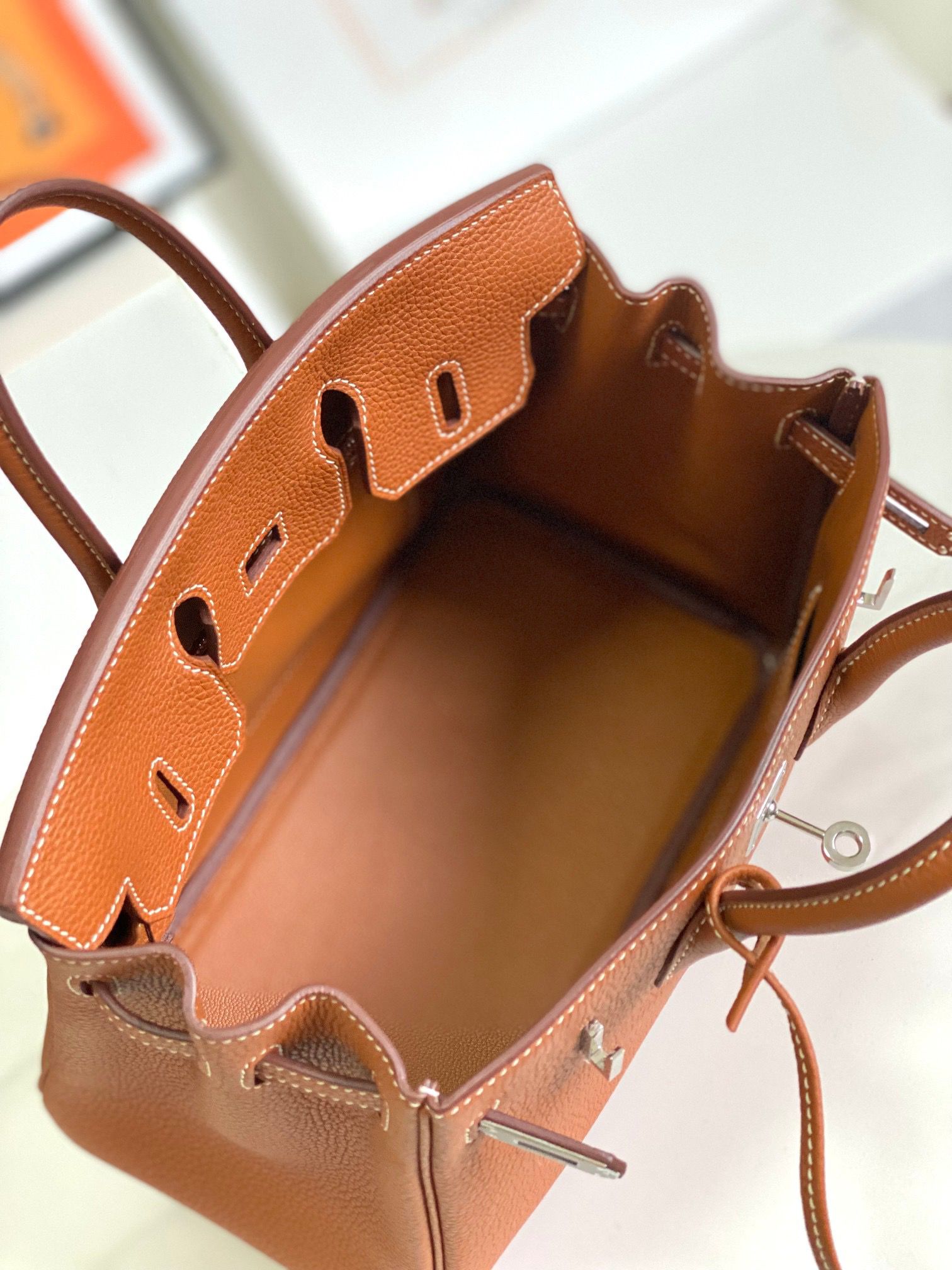 Hermès Birkin 30 Gold Brown Togo Leather Bag - Image 9