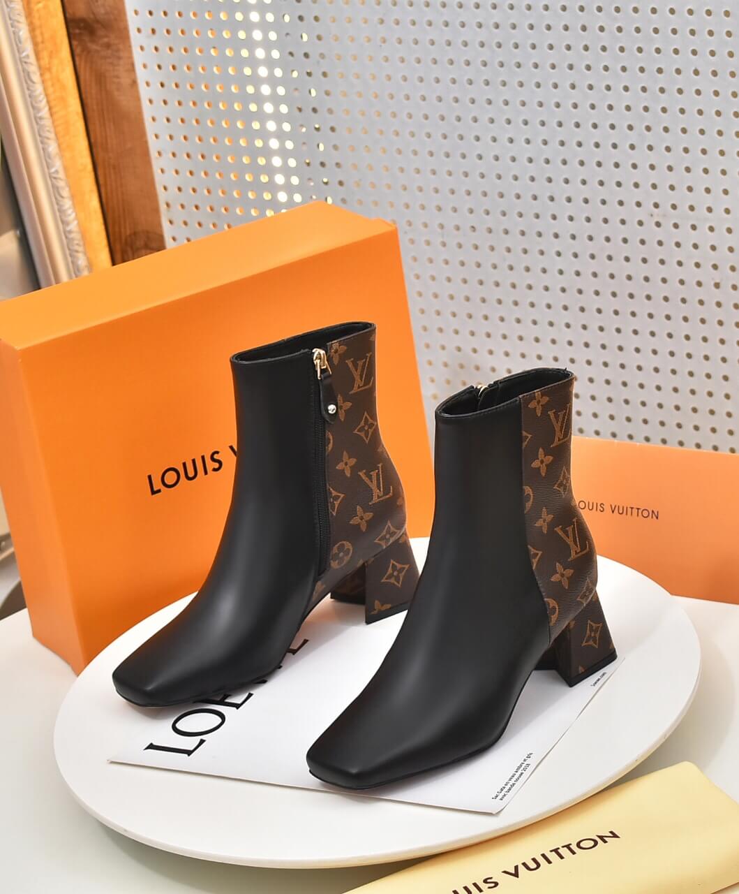 Louis Vuitton Silhouette Brown Black Ankle Boots - Image 9
