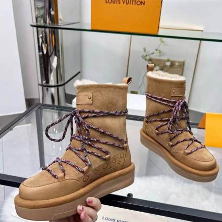 Louis Vuitton Aspen Platform Ankle Boots For Ladies - Tan Suede