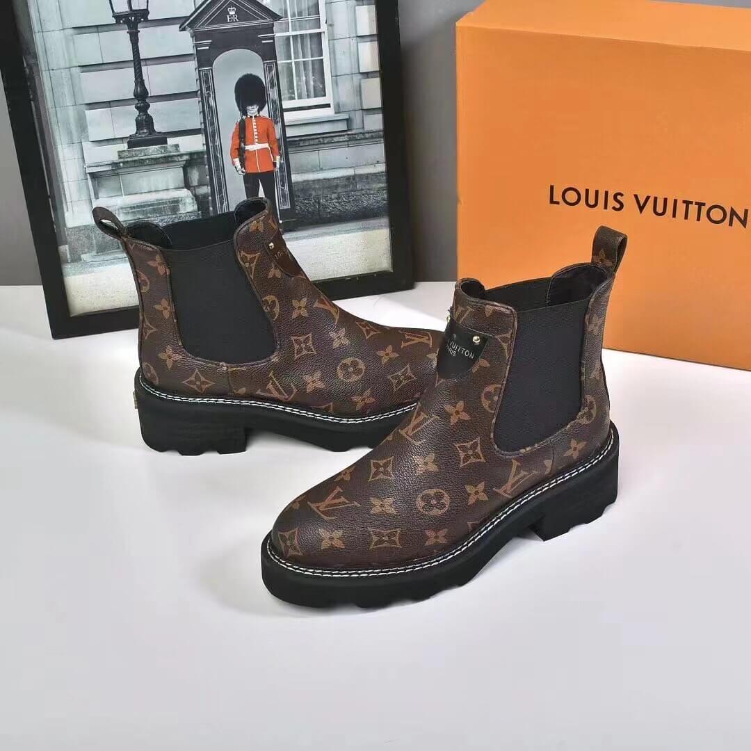 Louis Vuitton Beaubourg Monogram Ankle Boot – Brown Canvas Elegance - Image 7