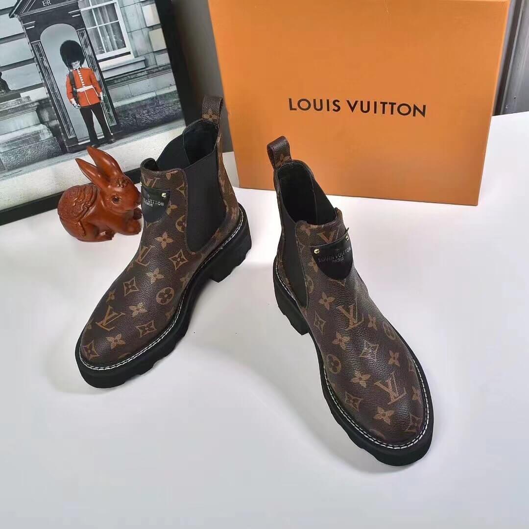 Louis Vuitton Beaubourg Monogram Ankle Boot – Brown Canvas Elegance - Image 2