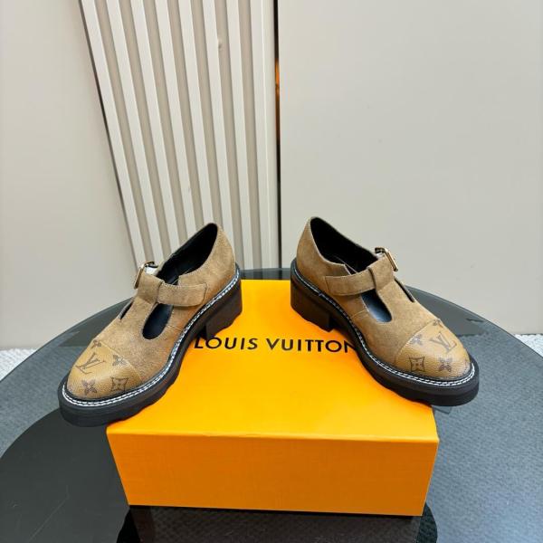 Louis Vuitton Beaubourg Platform Derby Shoes in Brown Suede