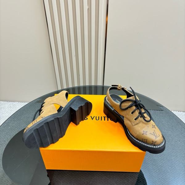 Louis Vuitton Beaubourg Slingback Derby Shoes in Suede Brown