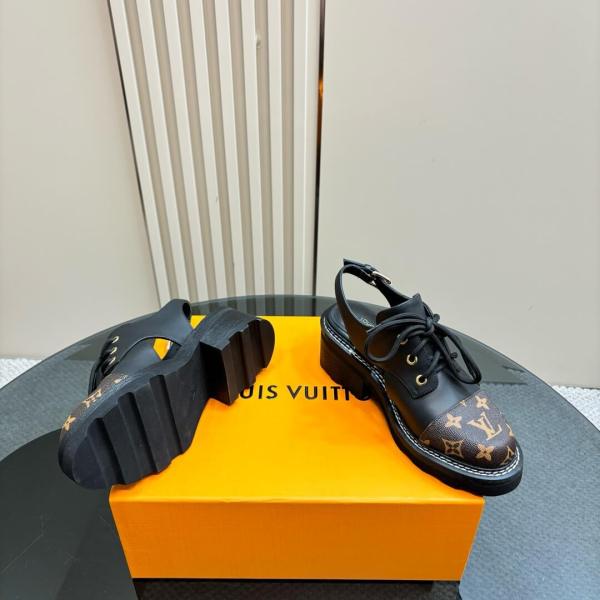 Louis Vuitton Black Monogram Slingback Platform Derby Shoes
