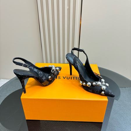 Louis Vuitton Black Monogram Slingback Stilettos