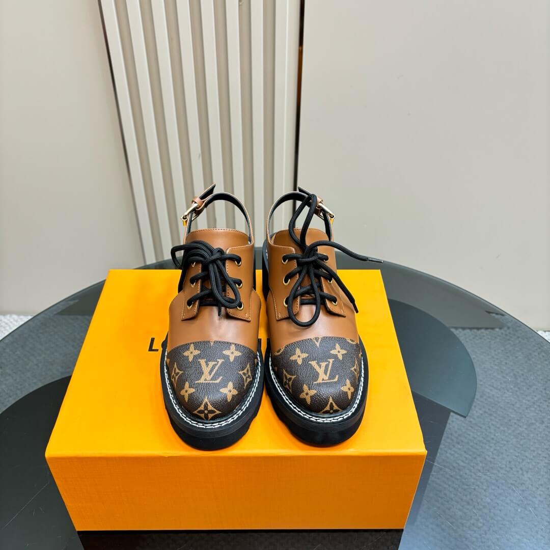 Louis Vuitton Brown Monogram Slingback Derby Shoes - Image 2