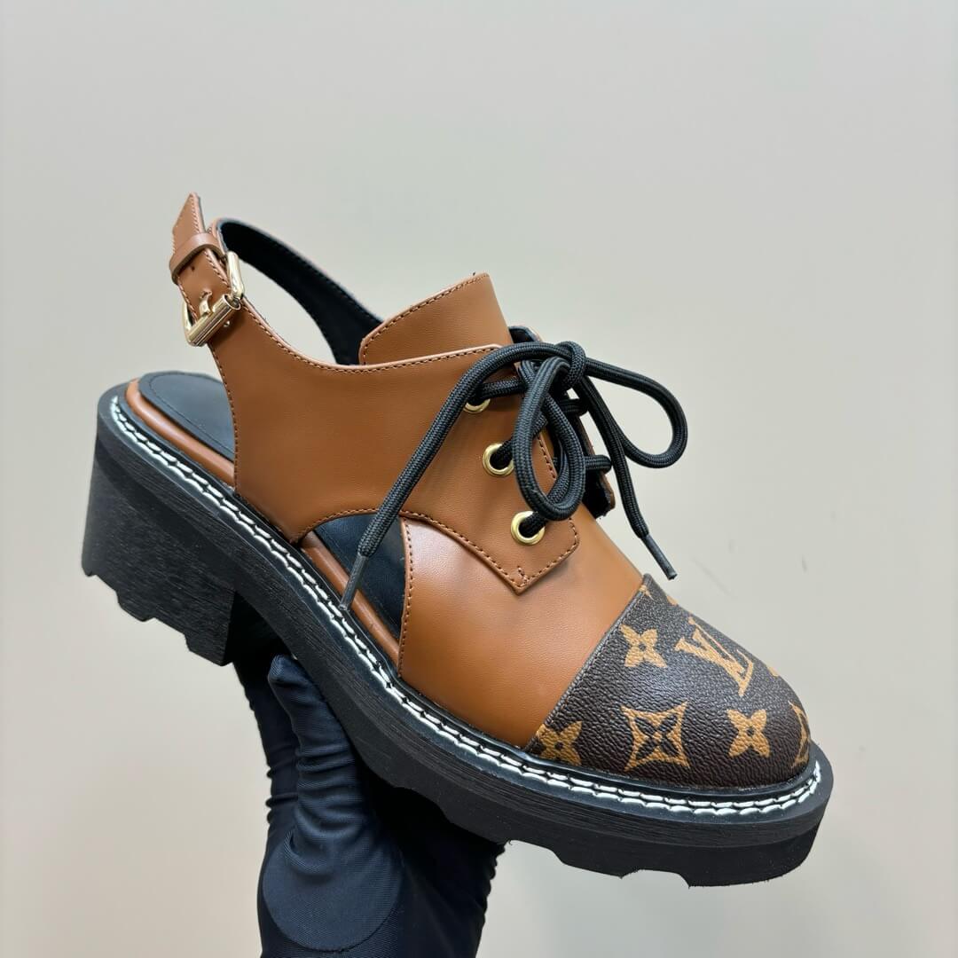Louis Vuitton Brown Monogram Slingback Derby Shoes - Image 10