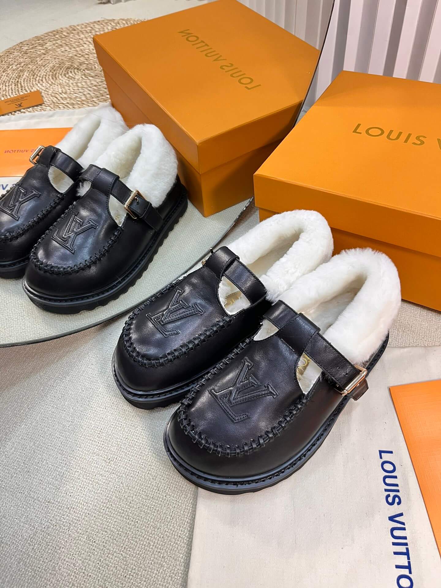 Louis Vuitton Colorado Comfort Mary Jane Shoes In Black– Shearling-Lined Luxury - Image 5