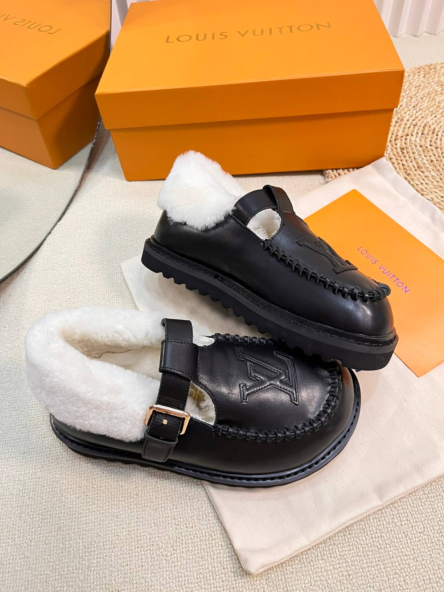 Louis Vuitton Colorado Comfort Mary Jane Shoes In Black– Shearling-Lined Luxury - Image 4