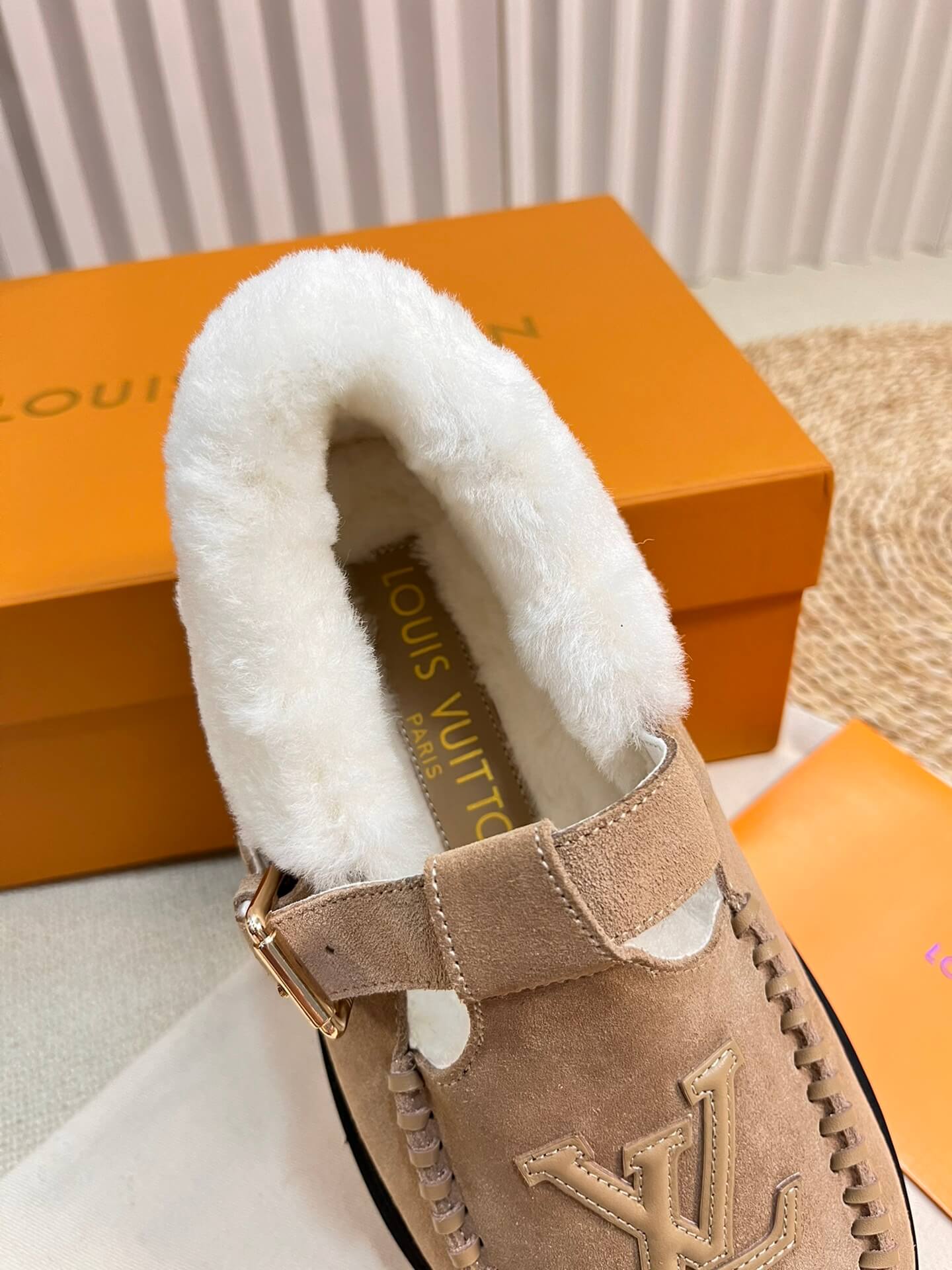 Louis Vuitton Colorado Comfort Mary Jane Shoes – Sand Beige Suede & Shearling - Image 6
