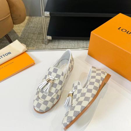 Louis Vuitton Damier Azur Society Loafers – White & Grey Checkered Elegance
