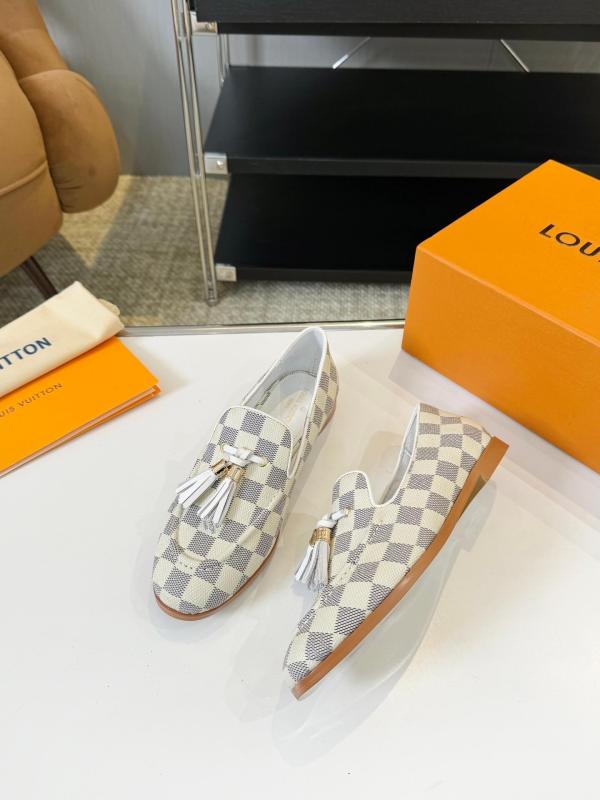 Louis Vuitton Damier Azur Society Loafers – White & Grey Checkered Elegance
