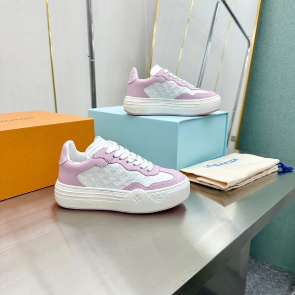 Louis Vuitton LV Groovy Platform Sneaker in Pink and White