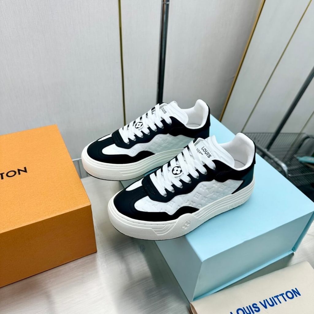 Louis Vuitton LV Groovy Platform Sneakers - Black & White Monogram Elegance