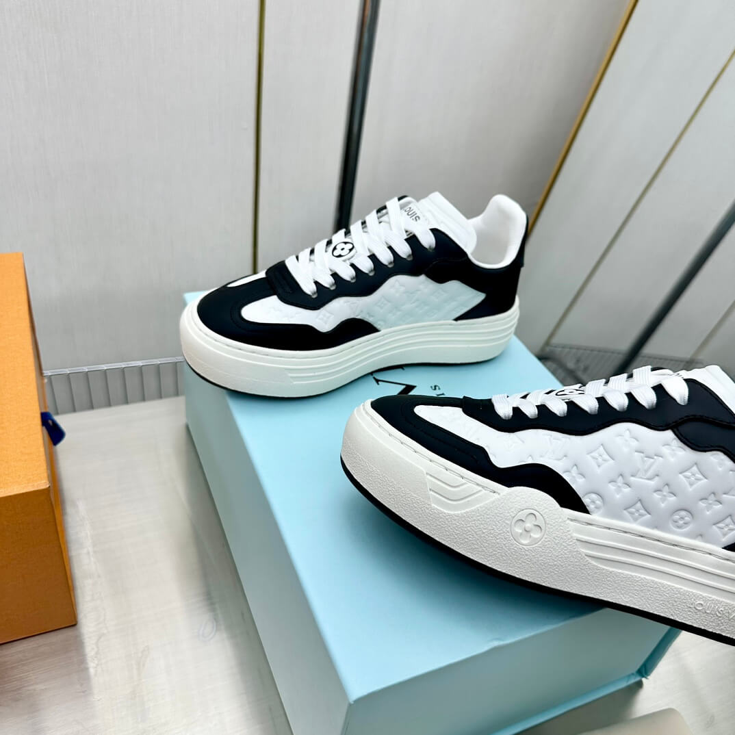 Louis Vuitton LV Groovy Platform Sneakers - Black & White Monogram Elegance - Image 7