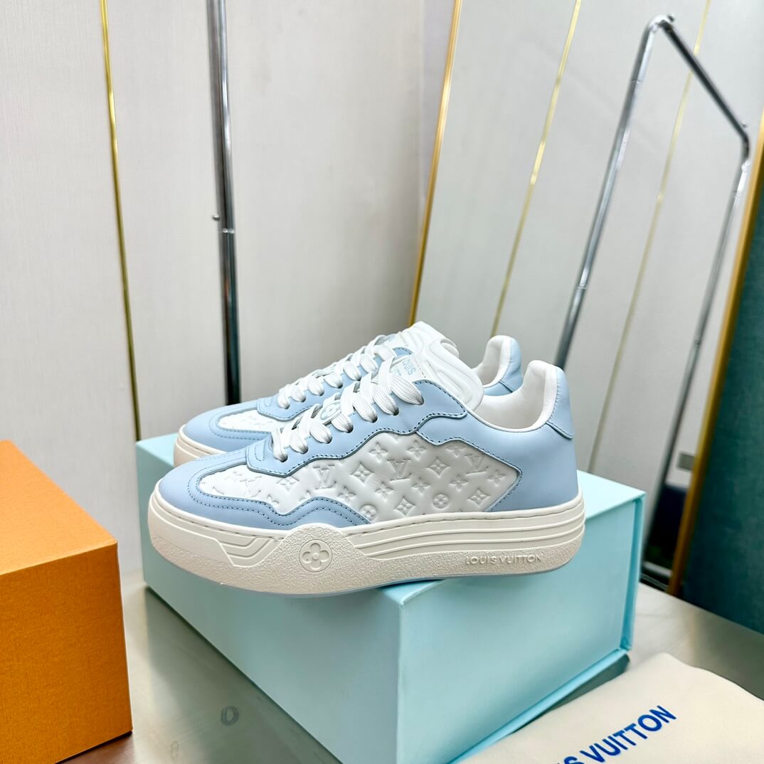 Louis Vuitton LV Groovy Platform Sneakers - Light Blue & White - Image 8