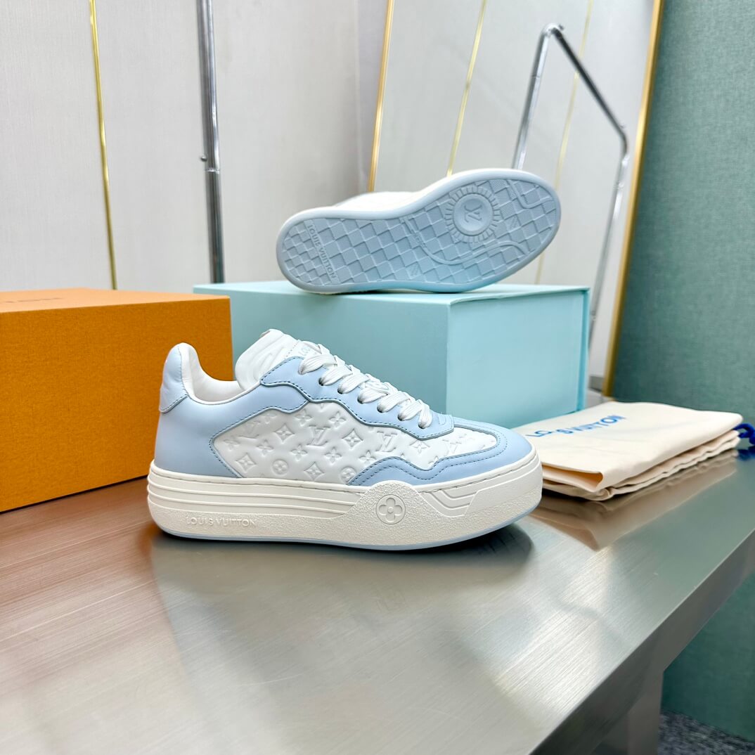 Louis Vuitton LV Groovy Platform Sneakers - Light Blue & White - Image 7