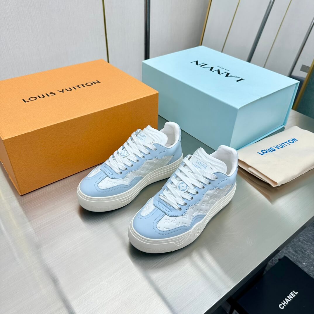 Louis Vuitton LV Groovy Platform Sneakers - Light Blue & White - Image 4