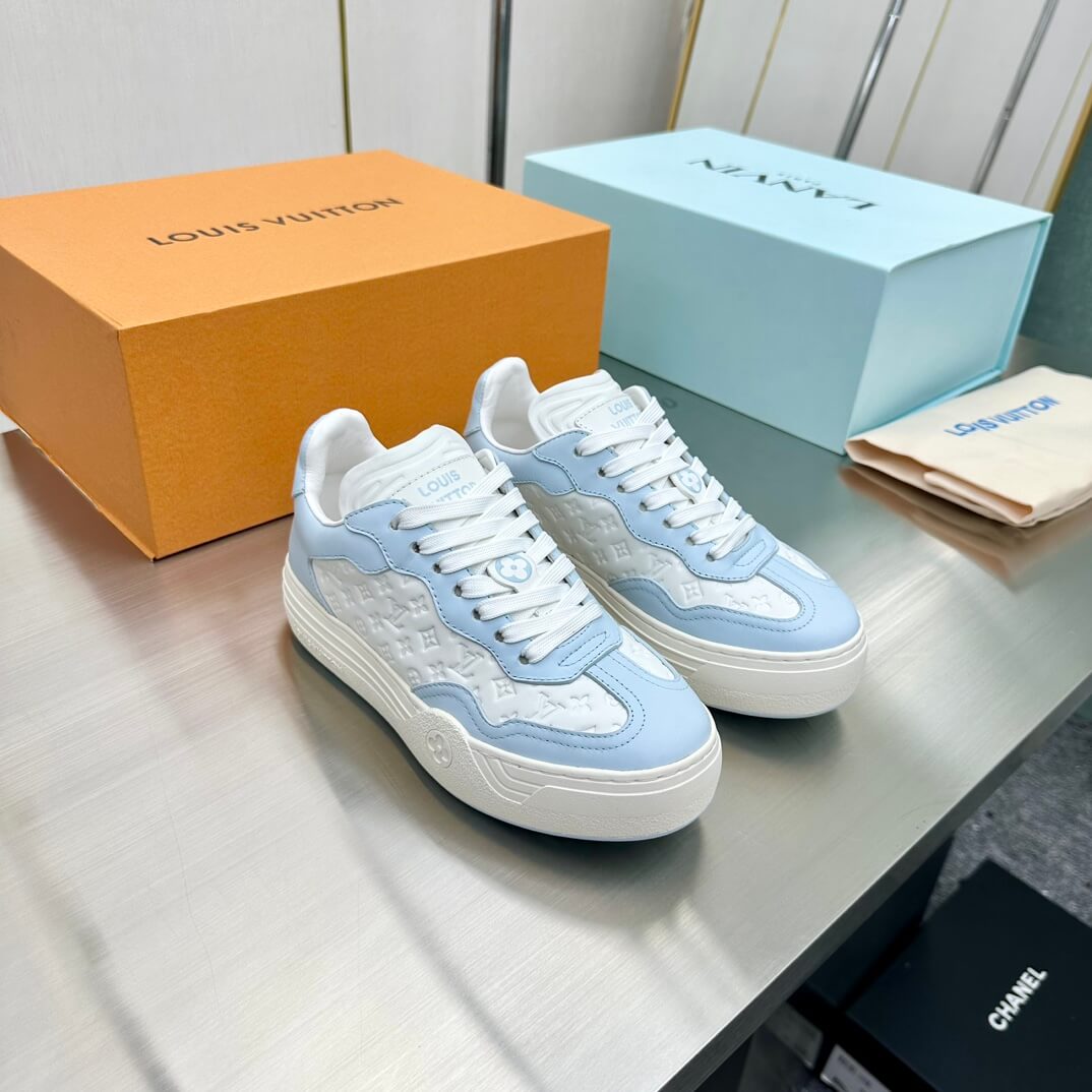 Louis Vuitton LV Groovy Platform Sneakers - Light Blue & White - Image 2