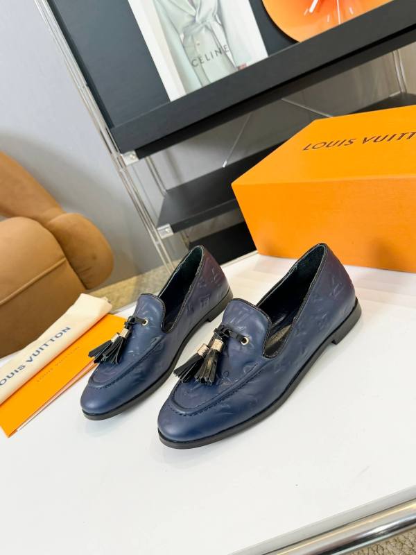 Louis Vuitton Monogram Society Loafers for Women in Navy Blue