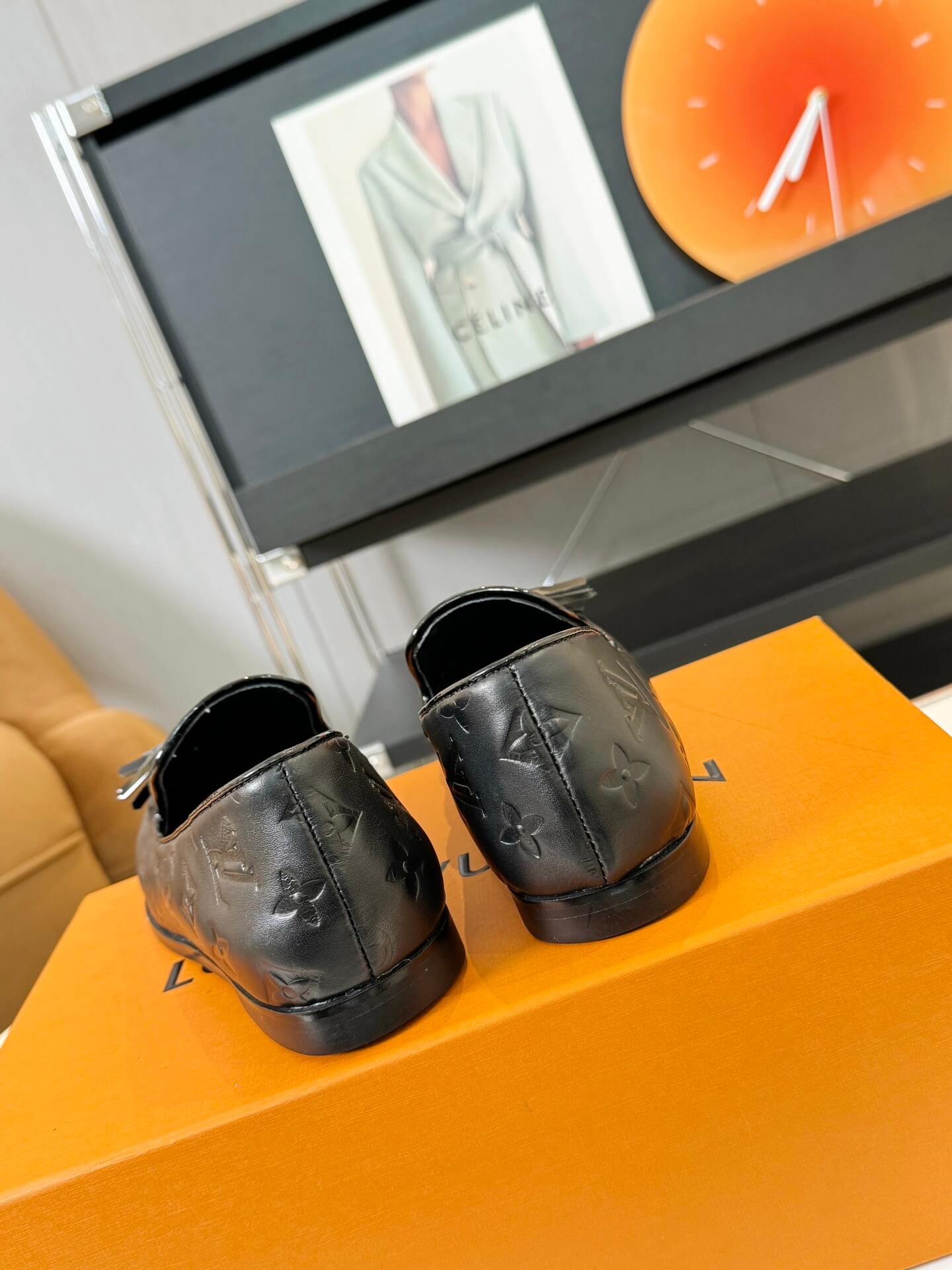 Louis Vuitton Monogram Society Loafers in Black – Elegant Tassel Detailing - Image 6