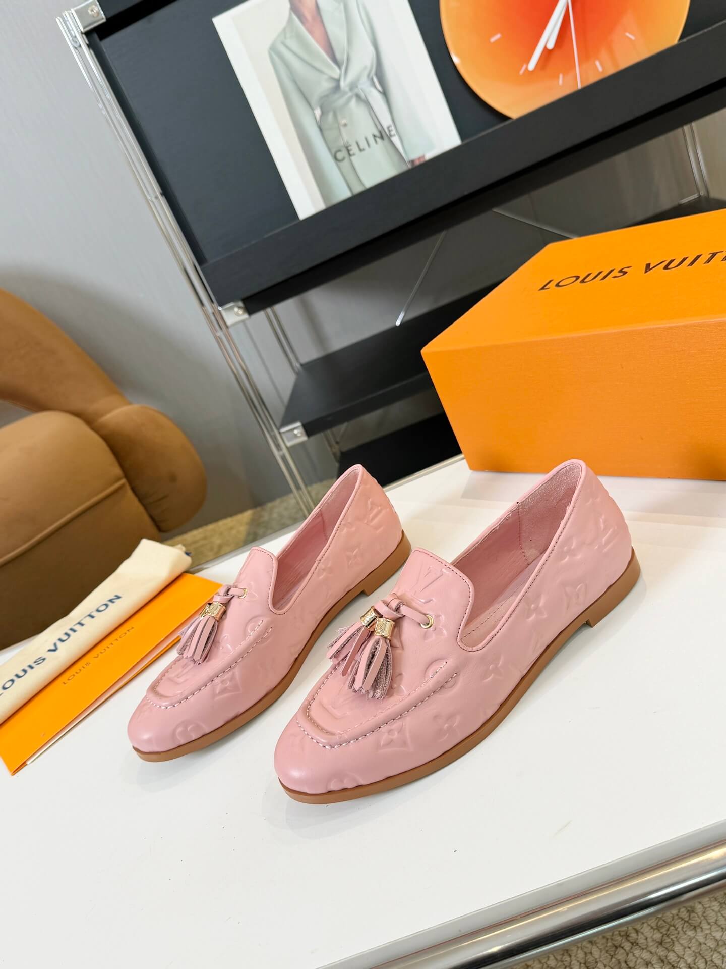 Louis Vuitton Monogram Society Loafers in Pink.
