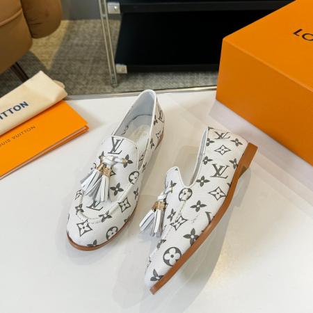 Louis Vuitton Monogram Society Loafers in White for women.