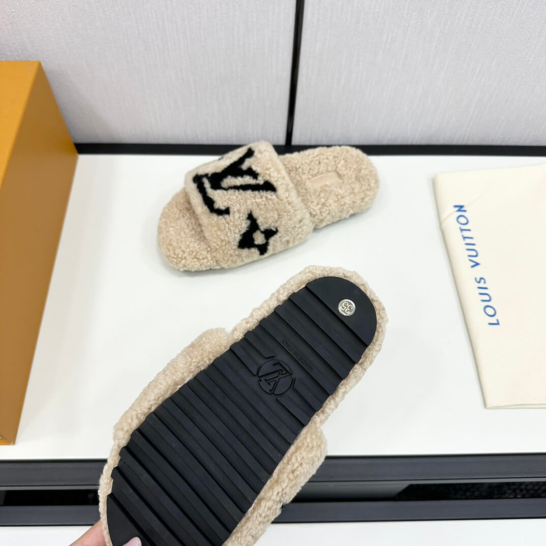 Louis Vuitton Monogram Wool Slippers in Beige - Image 7