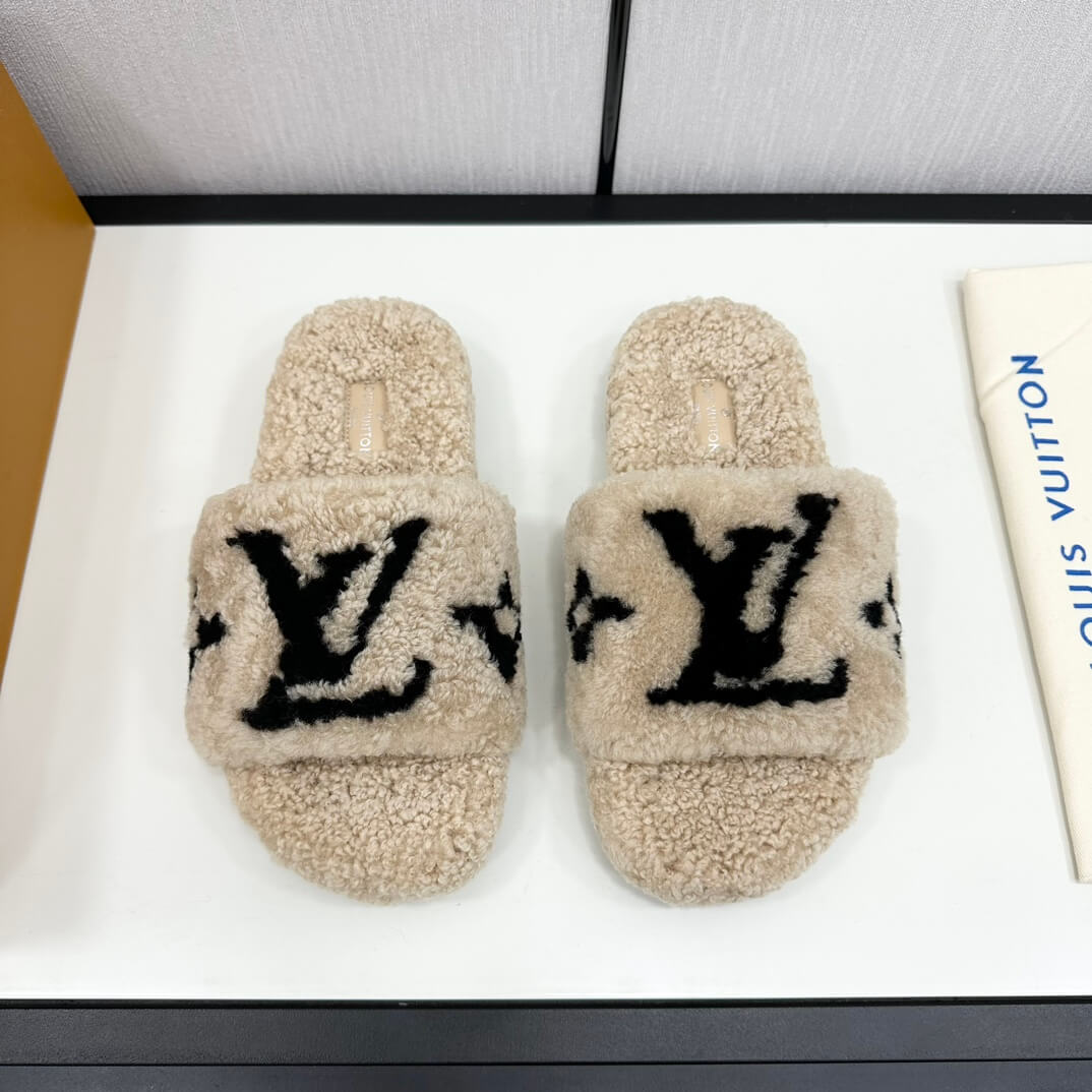 Louis Vuitton Monogram Wool Slippers in Beige - Image 3