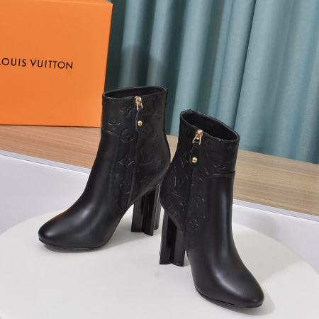 Louis Vuitton Silhouette Ankle Boot in Black Monogram Embossed Leather