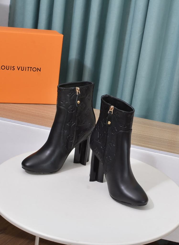 Louis Vuitton Silhouette Ankle Boot in Black Monogram Embossed Leather