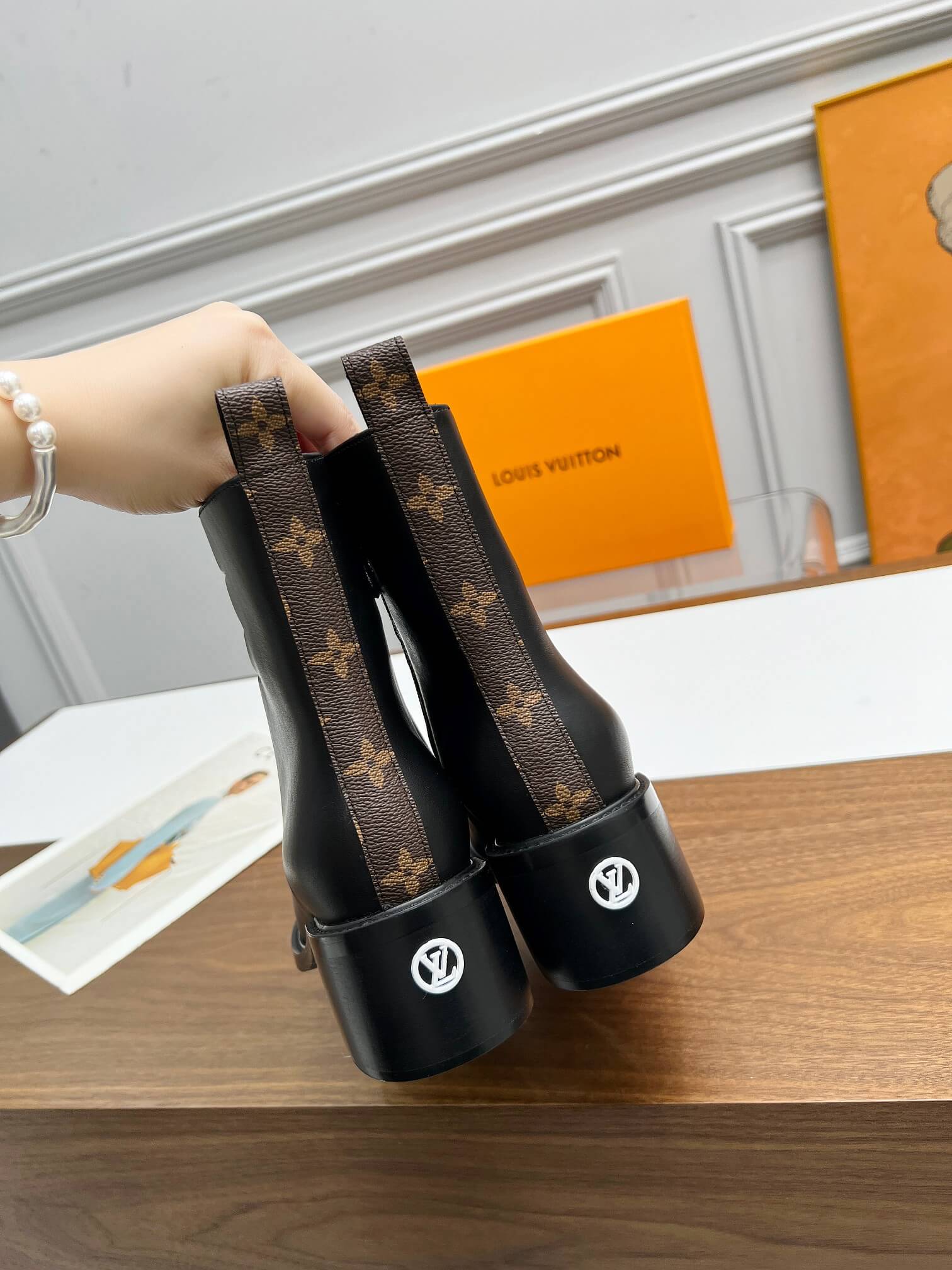 Louis Vuitton Silhouette Ultra Ankle Boots with Back Zipper – Black - Image 6