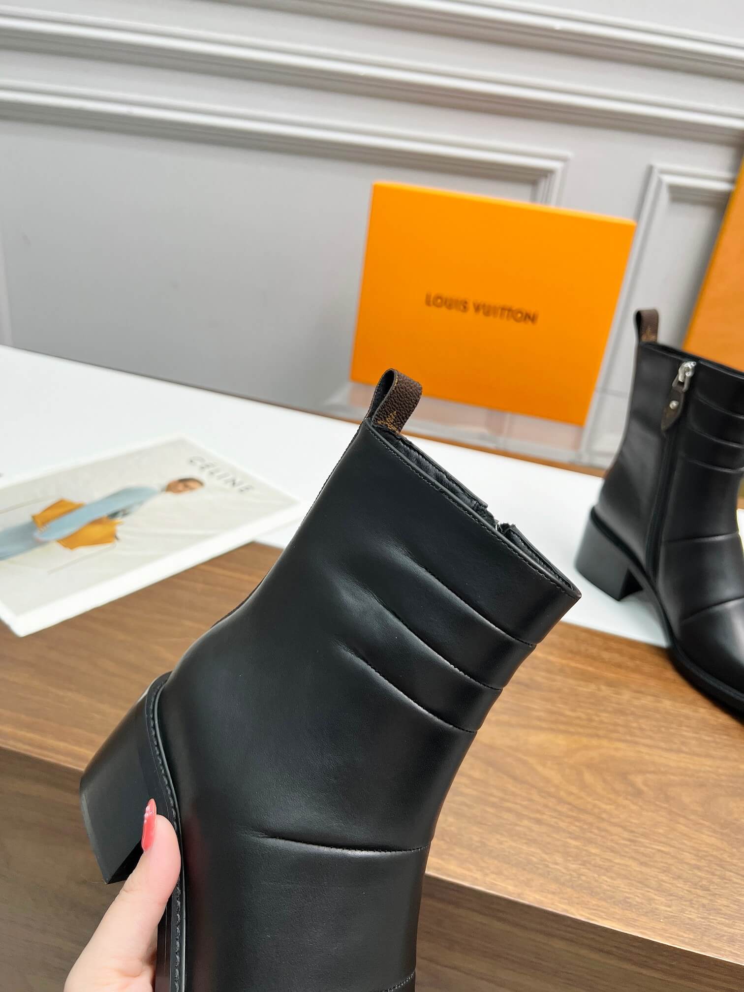 Louis Vuitton Silhouette Ultra Ankle Boots with Back Zipper – Black - Image 4