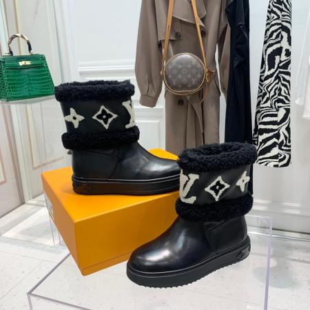 Louis Vuitton Snowdrop Flat Ankle Boot – Black Leather & Shearling