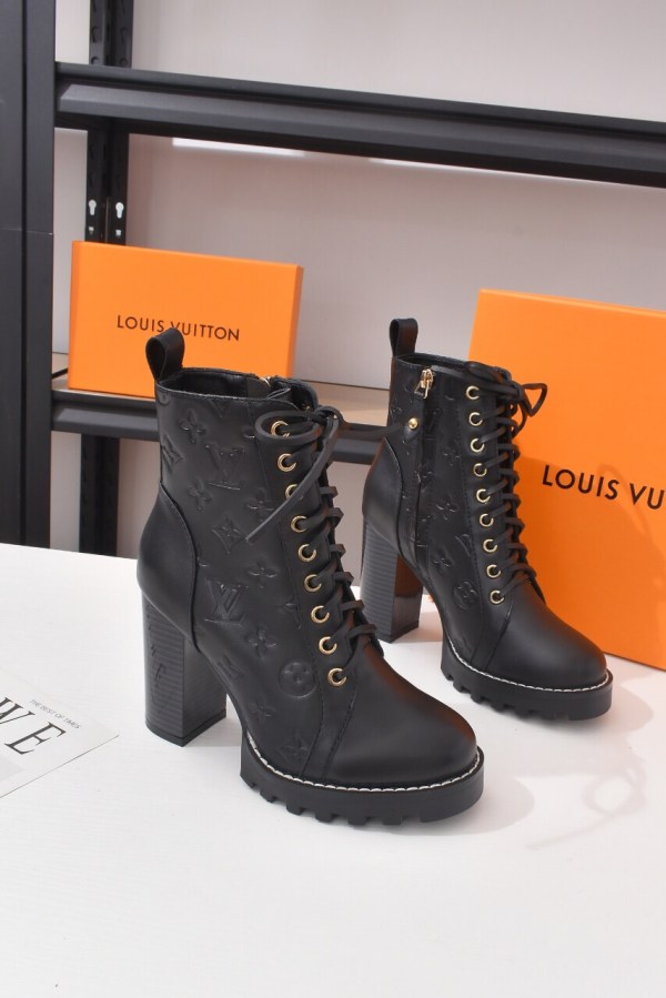 Louis Vuitton Star Trail Ankle Boot in Black Monogram Empreinte Leather