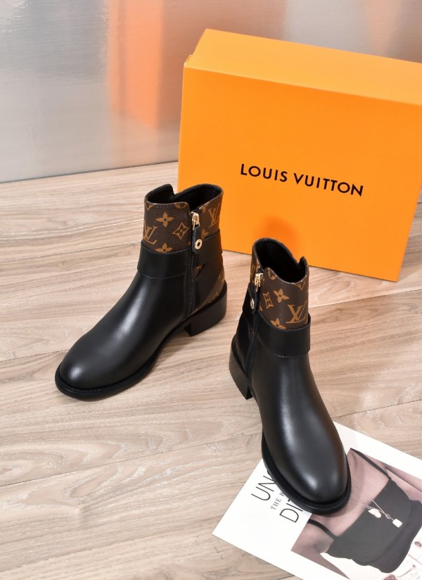 Louis Vuitton Westside Ankle Boot for Women in black with Monogram canvas detailing