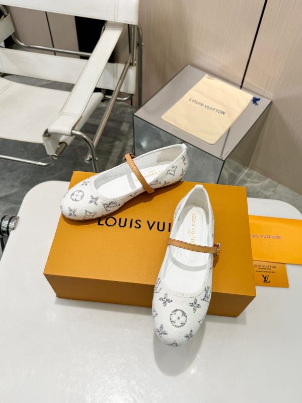 Louis Vuitton White Monogram Denim Flats