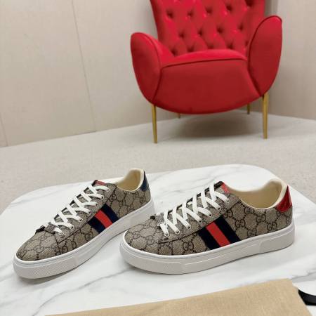 Gucci Ace Beige and Ebony Sneaker with Web