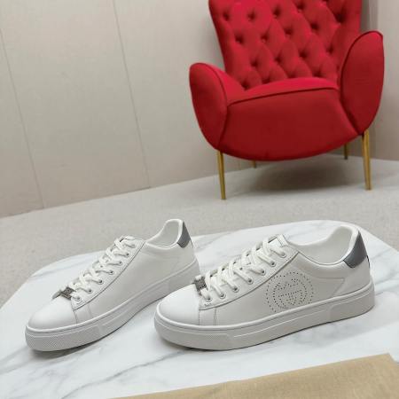 Gucci Ace White Leather Grey Detail Trainer with Interlocking G