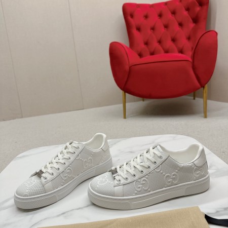 Gucci Ace White Jumbo GG Embossed Leather Sneaker