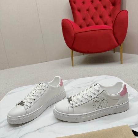 Gucci Ace White Leather Trainer with Interlocking G