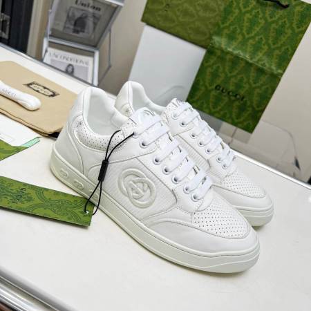 Gucci All White Leather Interlocking G Sneaker