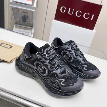 Gucci Black Grey Ripple Trainer