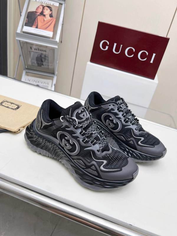 Gucci Black Grey Ripple Trainer