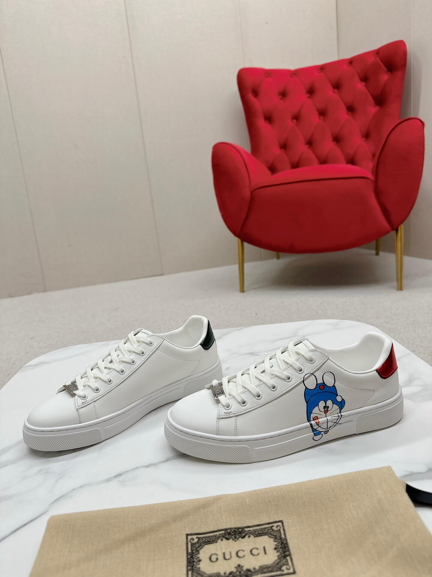 Gucci X Doraemon Ace White Leather Sneaker